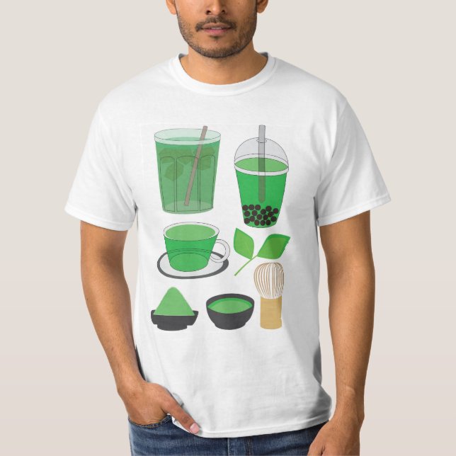 Camiseta Conjunto de Bebidas Matcha (Frente)