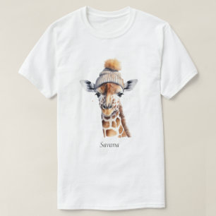 Camiseta Conjunto de Biquíni de Girafa com Chapéu de Invern