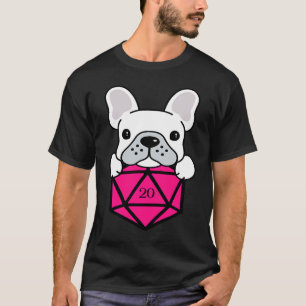 Camiseta Conjunto de Dados D20 Polidedro Rosa-Rosa-Cachorro
