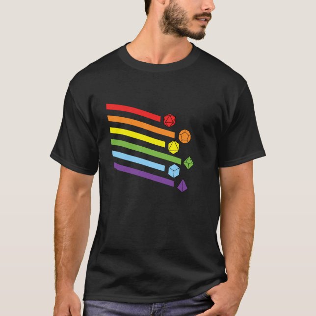 Camiseta Conjunto de Dados - Jogos de RPG de Mesa D20 (Frente)