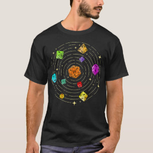 Camiseta Conjunto de Dados no Espaço - Jogos de RPG de Mesa