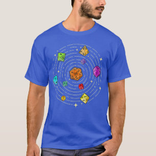 Camiseta Conjunto de Dados no Espaço Jogos RPG de Mesa D20