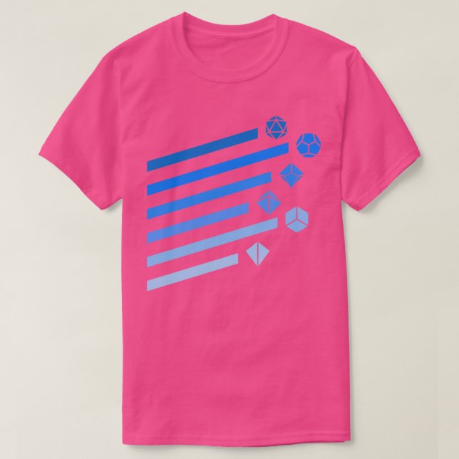 Camiseta Conjunto de Dados Polidedral Azul Ray Tabletop Pla (Frente do Design)