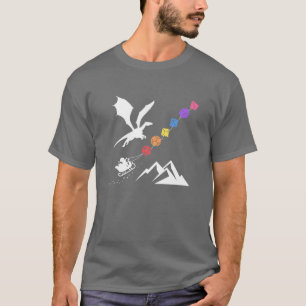 Camiseta Conjunto de Dados Poliédricos Arco-íris de Natal R