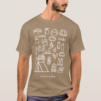 Camiseta Conjunto de ícones Campingrail retrô