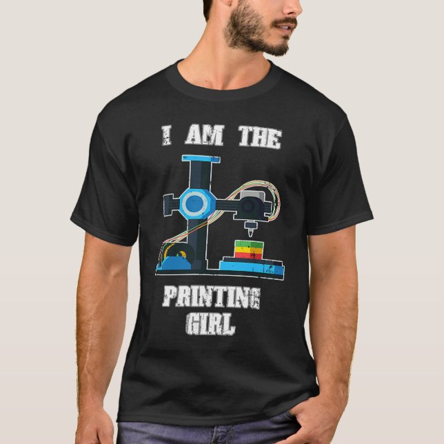 Camiseta Conjunto de Impressora 3D para Menina que Imprime  (Frente)