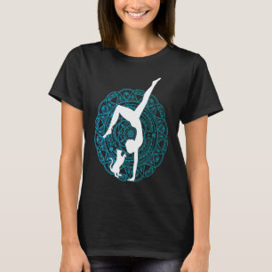 Camiseta Conjunto de Ioga Feminino com Gato Ioga Pilates Qi