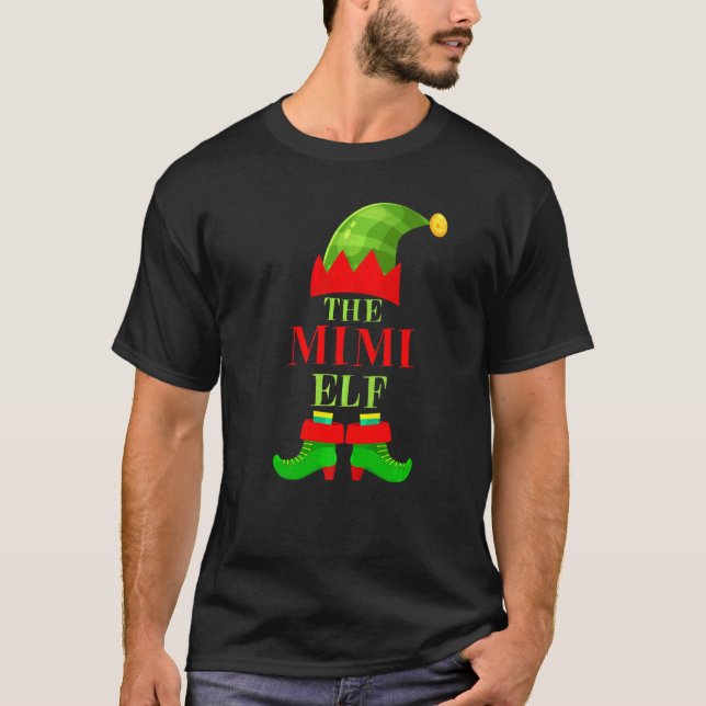 Camiseta Conjunto de PJs de Natal da Família Mimi Elf Compa (Frente)