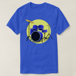 CAMISETA CONJUNTO DE TAMBOR AZUL CRIATIVO E CÍRCULO AMAREL