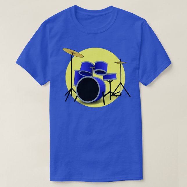 CAMISETA CONJUNTO DE TAMBOR AZUL CRIATIVO E CÍRCULO AMARELO (Frente do Design)