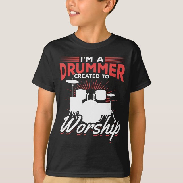 Camiseta Conjunto de Tambor de Cota do Drummer Engraçado (Frente)