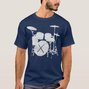 Camiseta Conjunto de tambores de música com palitos de tam