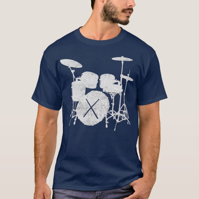 Camiseta Conjunto de tambores de música com palitos de tamb (Frente)