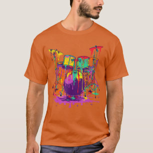 Camiseta Conjunto de Tambores de Pop Art Derretida Roupa de