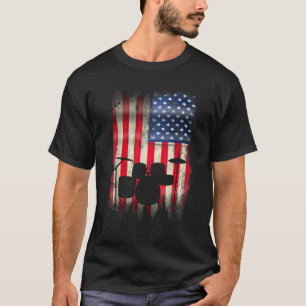 Camiseta Conjunto de tambores EUA Bandeira Americana 4º de