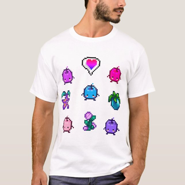 Camiseta Conjunto do Orgulho Bissexual Stardew Valley Junim (Frente)