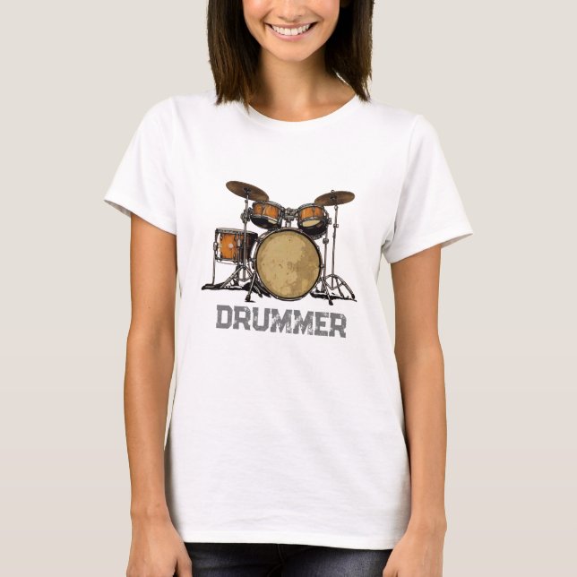 Camiseta Conjunto Personalizado De Drum De Vintagem Definid (Frente)