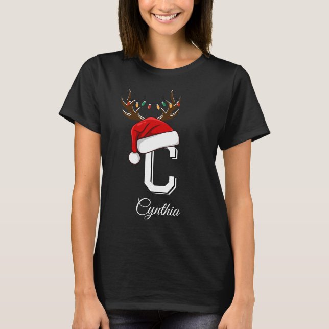 Camiseta Conjuntos de Natal da Família Monogramas (Frente)