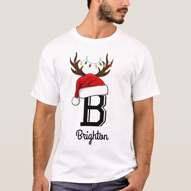 Camiseta Conjuntos de Natal da Família Monogramas (Frente)