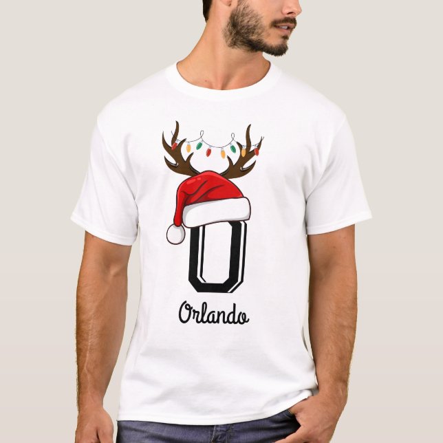 Camiseta Conjuntos de Natal da Família Monogramas (Frente)