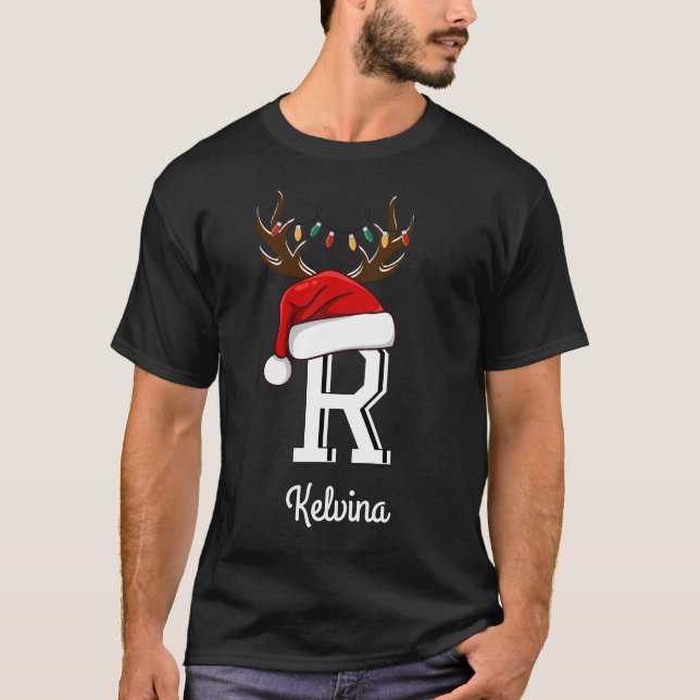 Camiseta Conjuntos de Natal da Família Monogramas (Frente)