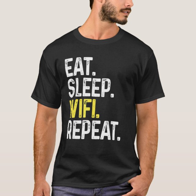 Camiseta Conne De Conexão De Conexão Wifi De Repetição De S (Frente)