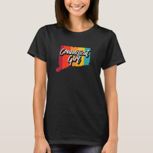 Camiseta Connecticut Girl Home State Retro 70s Stripes Us