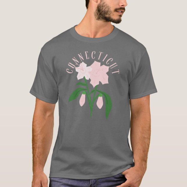 Camiseta Connecticut MountainLaurel Pink State Flowers Over (Frente)