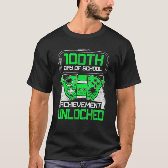 Camiseta Conquista do 100º Dia de Escola Desbloqueada  Cria (Frente)