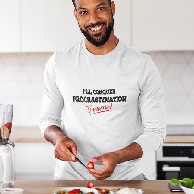 Camiseta Conquistarei a procrastinação amanhã, T-Shirt (Criador carregado)