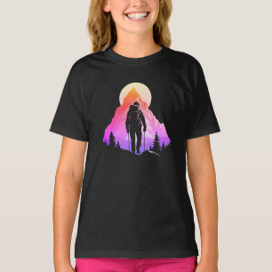 Camiseta Conquiste o Pico Silhueta do Montanhista Ousado da