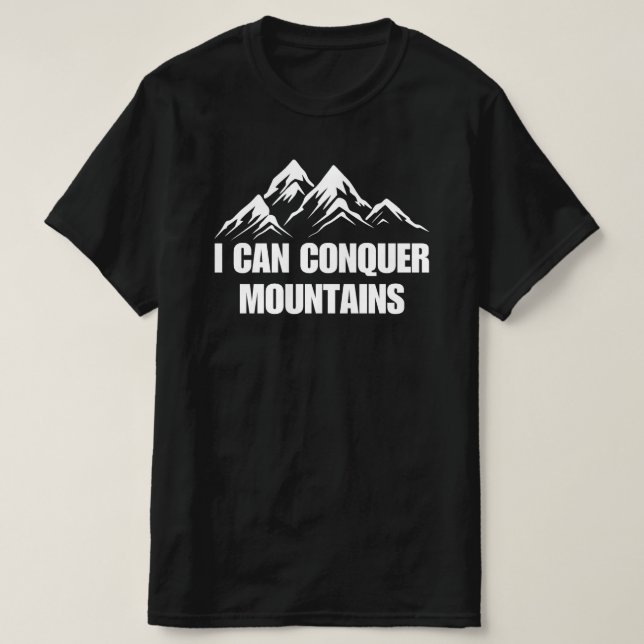 Camiseta Conquisto Montanhas, uma citação inspiradora (Frente do Design)