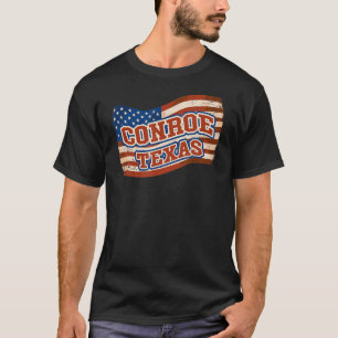 Camiseta Conroe City National Texas Day Vintage American Fl