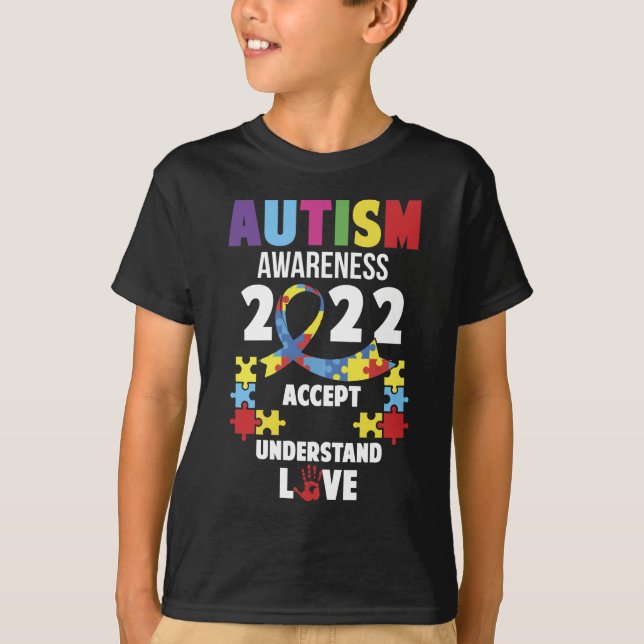 Camiseta Consciência Autismo 2022 Aceitar Compreender Amor (Frente)