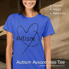 Camiseta Consciência Autismo Aceitar Adaptar Apoia
