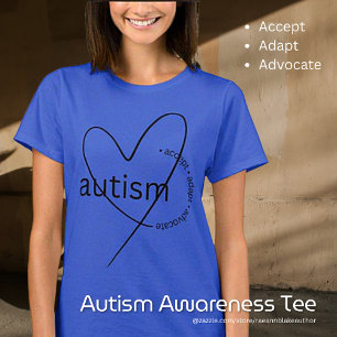 Camiseta Consciência Autismo Aceitar Adaptar Apoia