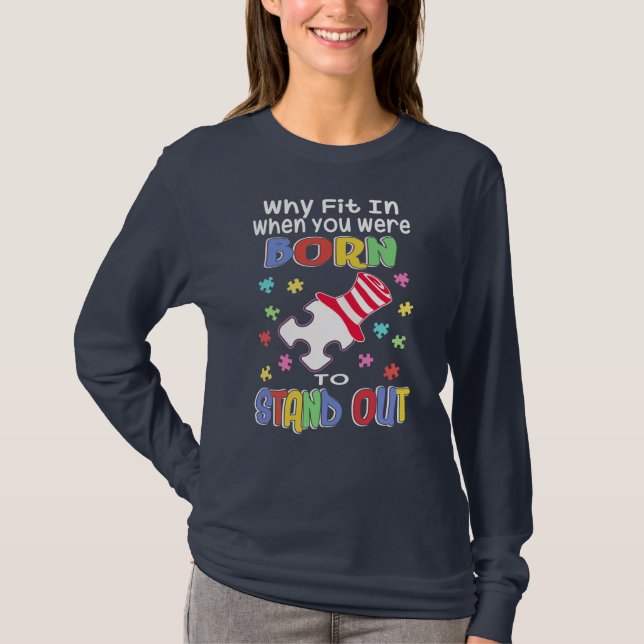 Camiseta Consciência Autismo Inspiração dizendo por que Aju (Frente)