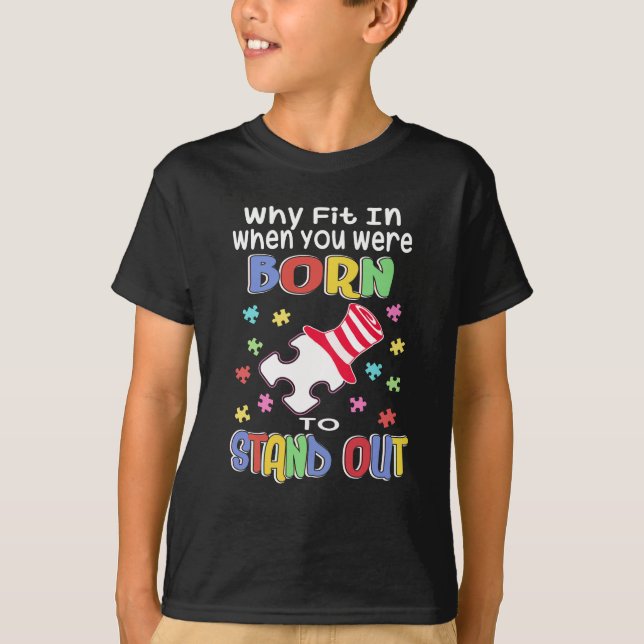 Camiseta Consciência Autismo Inspiração dizendo por que Aju (Frente)