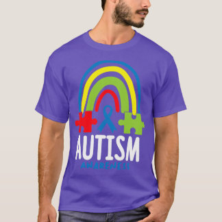 Camiseta Consciência Autismo Mês Quebra-cabeça do Arco-Íris