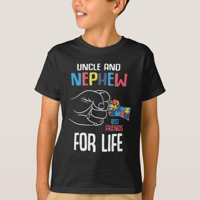 Camiseta Consciência Autista Amigos Tio Autista Sobrinho (Frente)