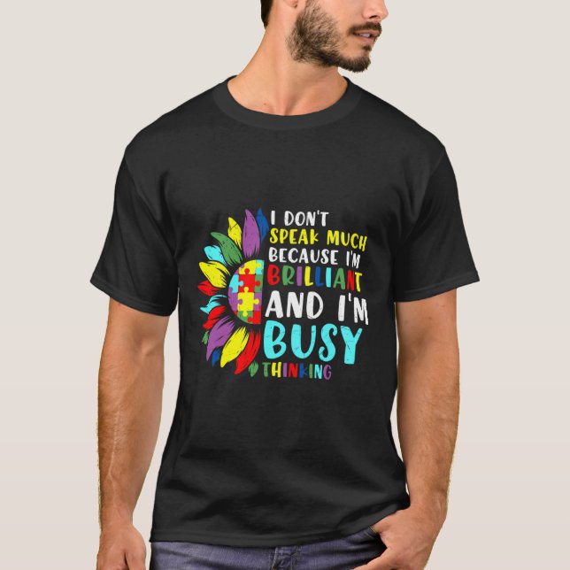 Camiseta Consciência Autista Eu não falo porque eu sou Bril (Frente)