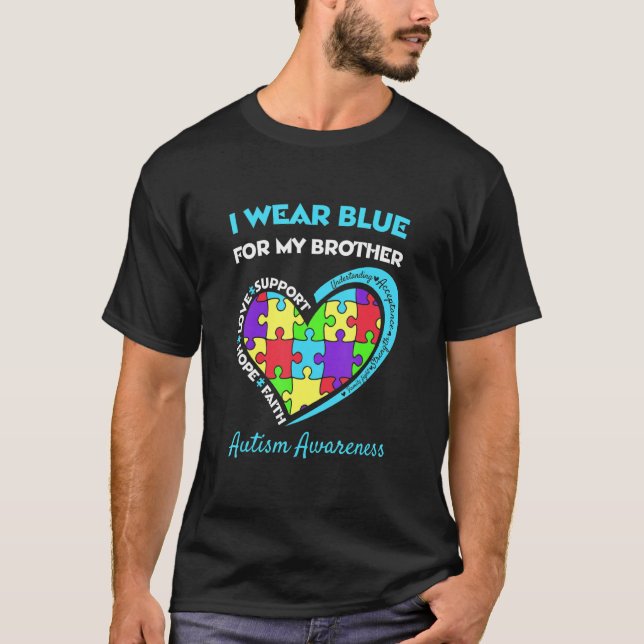 Camiseta Consciência Autista Eu Visto Azul Para Meu Apoio I (Frente)