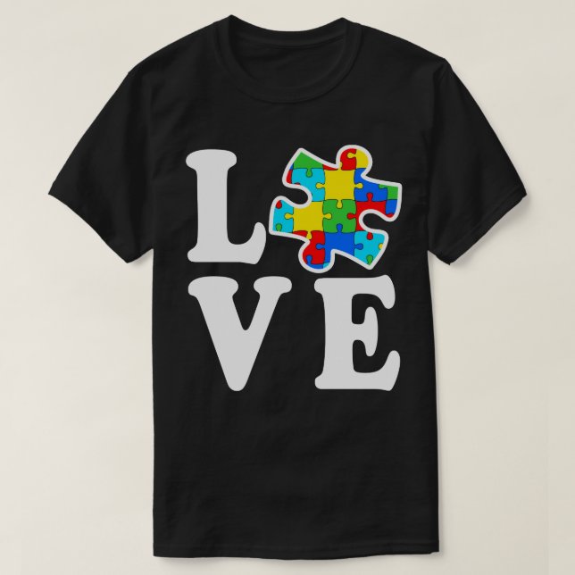Camiseta Consciência autística do autismo do quebra-cabeça (Frente do Design)