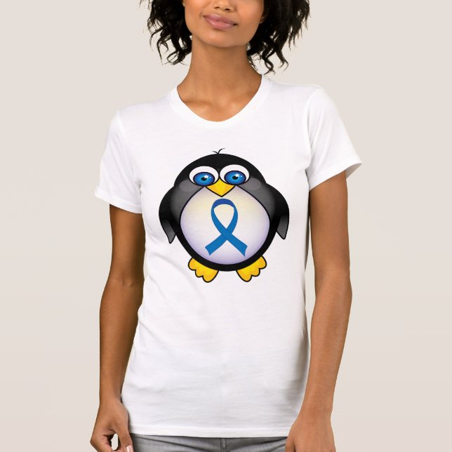Camiseta Consciência bonito da fita azul do pinguim (Frente)