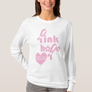 Camiseta Consciência cor-de-rosa do cancro da mama da fita