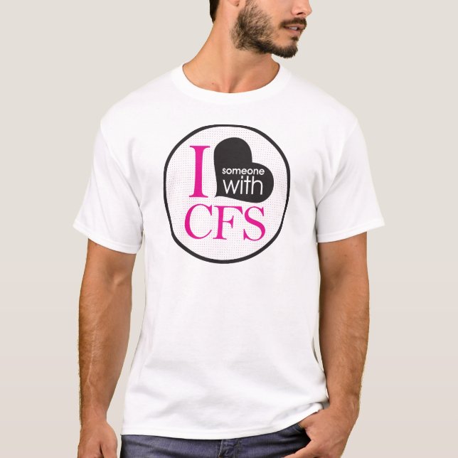 Camiseta Consciência crônica da fadiga (rosa e preto) (Frente)