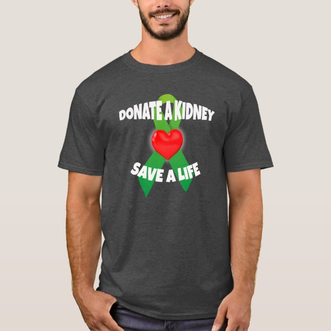 Camiseta Consciência da doação do coração e do rim da fita (Frente)