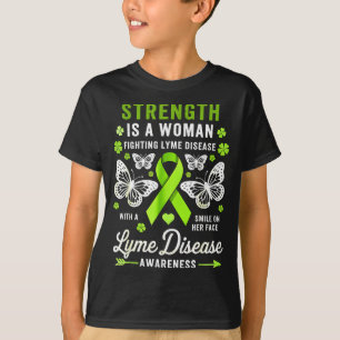 Camiseta Consciência da doença de Lyme mulheres borboleta l