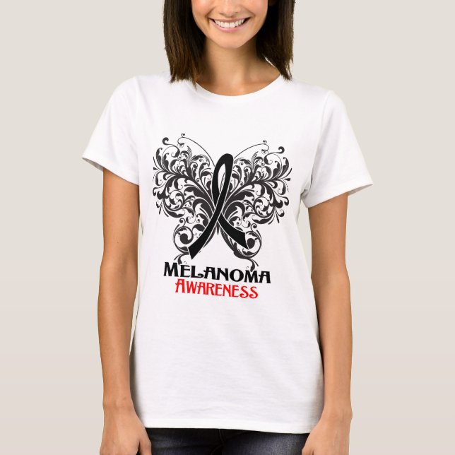 Camiseta Consciência da melanoma da borboleta (Frente)
