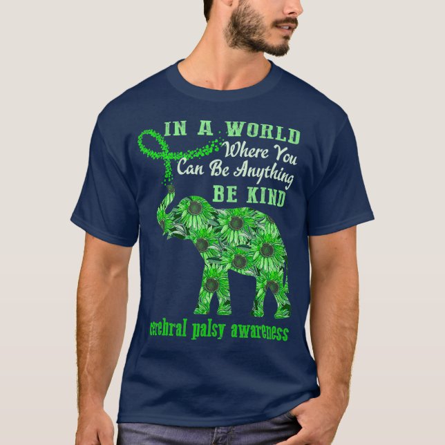 Camiseta Consciência da paralisia cerebral Elefante de gira (Frente)
